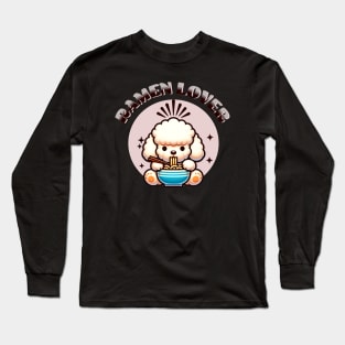 Cute Poodle Eating Ramen Long Sleeve T-Shirt